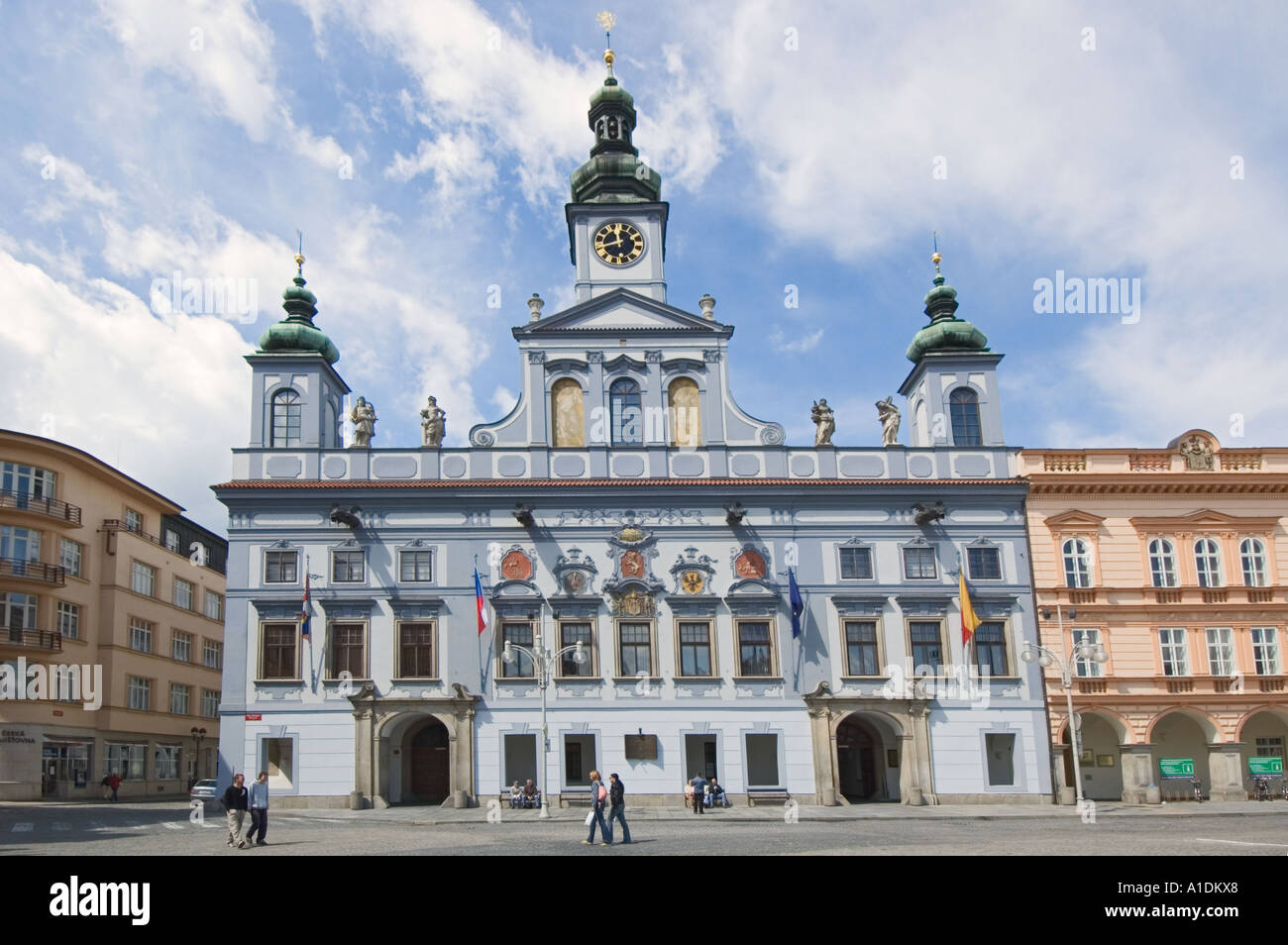 Repubblica ceca Ceske Budejovice Città Vecchia Namesti Premysla Otakara II Plaza town hall Foto Stock