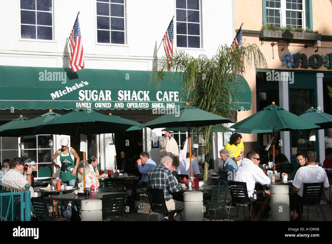 Huntington Beach California, Main Street, Sugar Shack Cafe, ristorante ristoranti, cibo, caffè, strada, ristoranti, al fresco marciapiede outsi Foto Stock