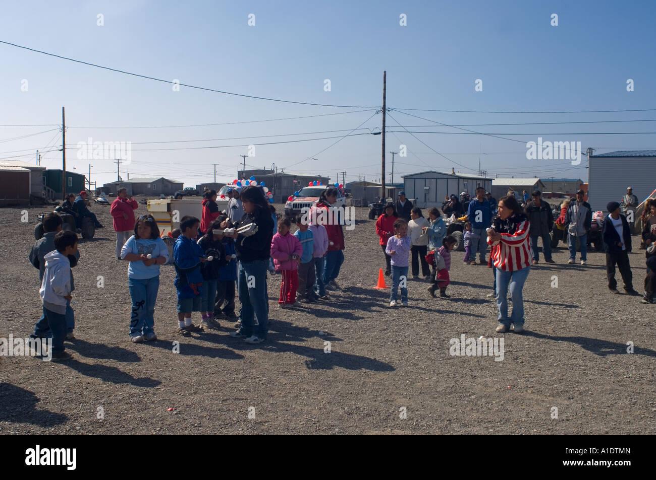 Ottenere pronto per il relè gare al quarto di luglio festa nel punto speranza Alaska Foto Stock