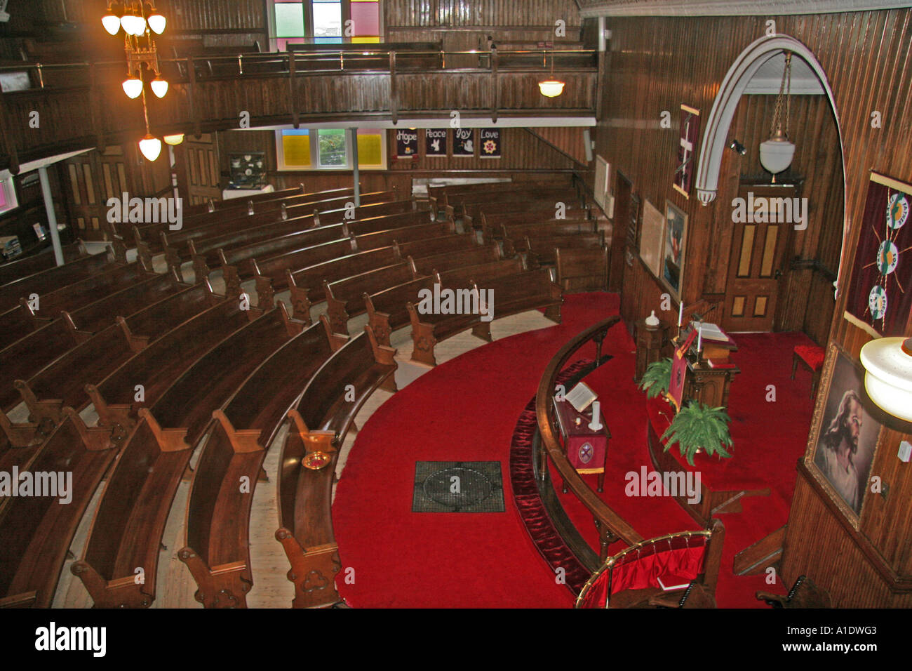 Vista interna della Chiesa Unita del Canada a bulino Terranova. Foto Stock