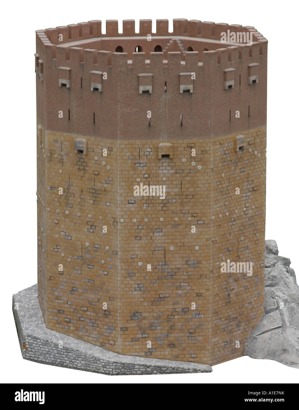La torre rossa di Alanya come un modello in miniatura, Turchia, Riviera Turca, Alanya Foto Stock