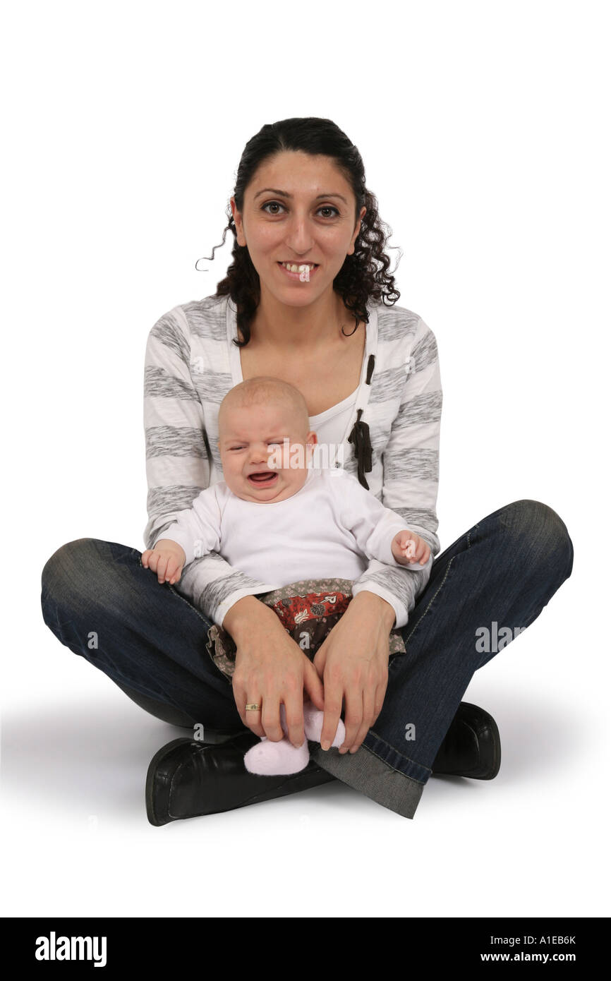 Una donna con un bambino Foto Stock