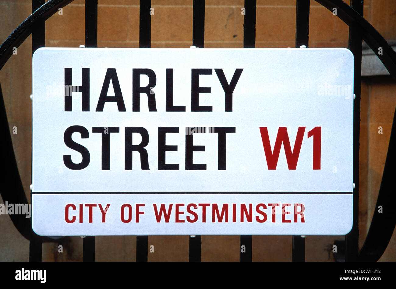 Harley Street sign Londra Foto Stock