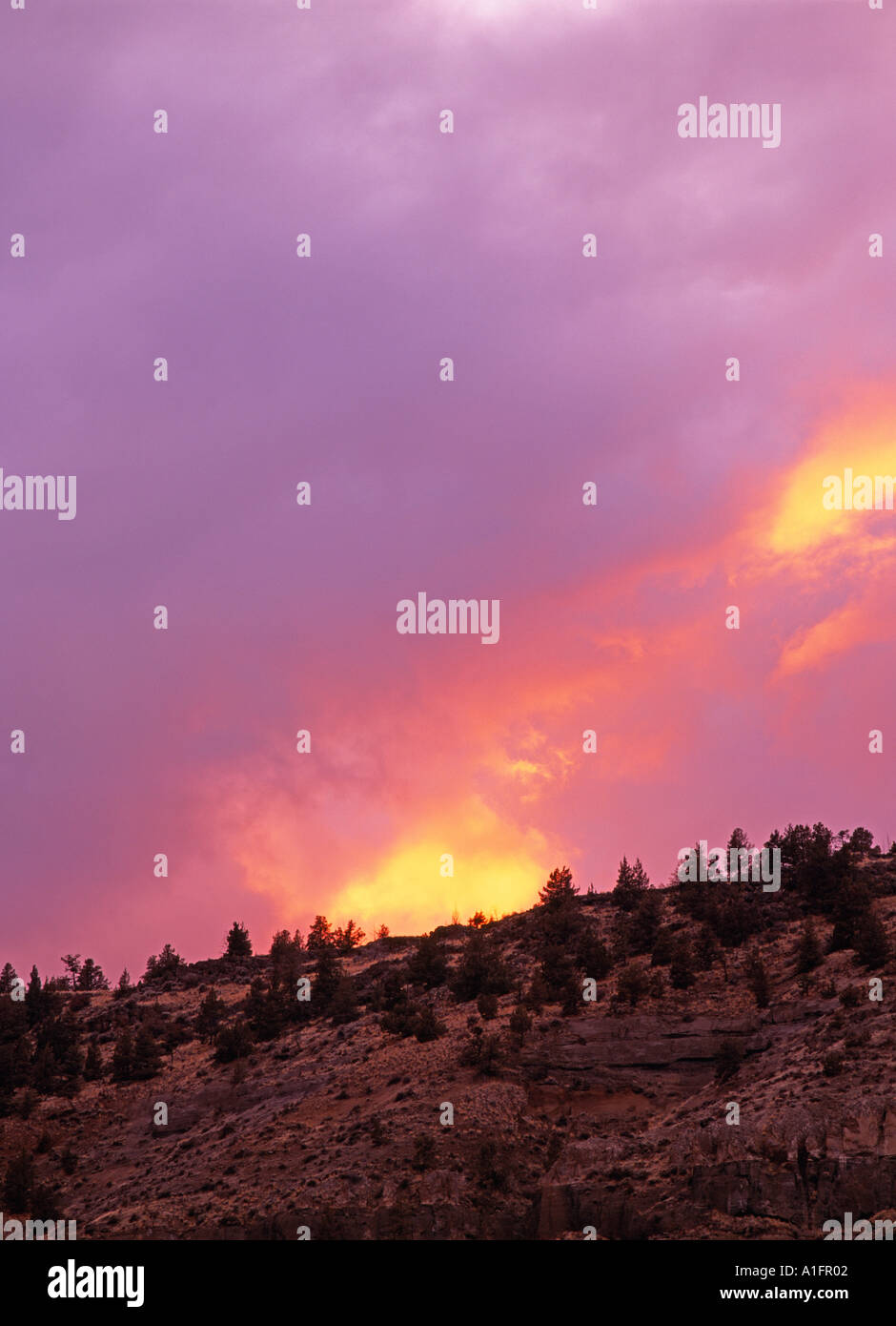 Nuvole al tramonto sul Lago di Billy Chinook Oregon Foto Stock