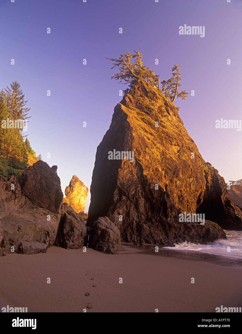 Tramonto su affioramenti di roccia a Boardman parco statale Oregon Foto Stock