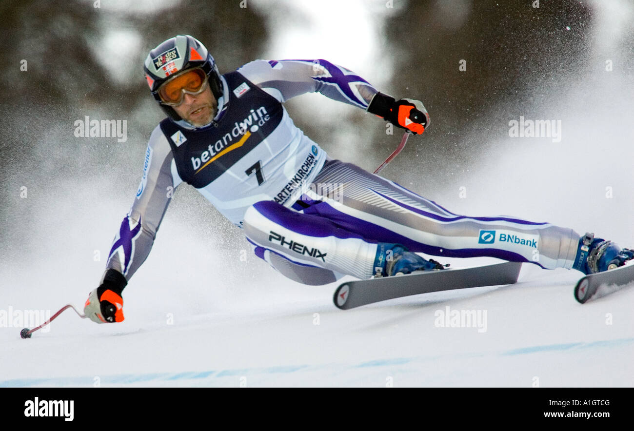 Lasse Kjus Norvegia Super G di Coppa del Mondo di Garmisch Partenkirchen 29 01 2006 Foto Stock