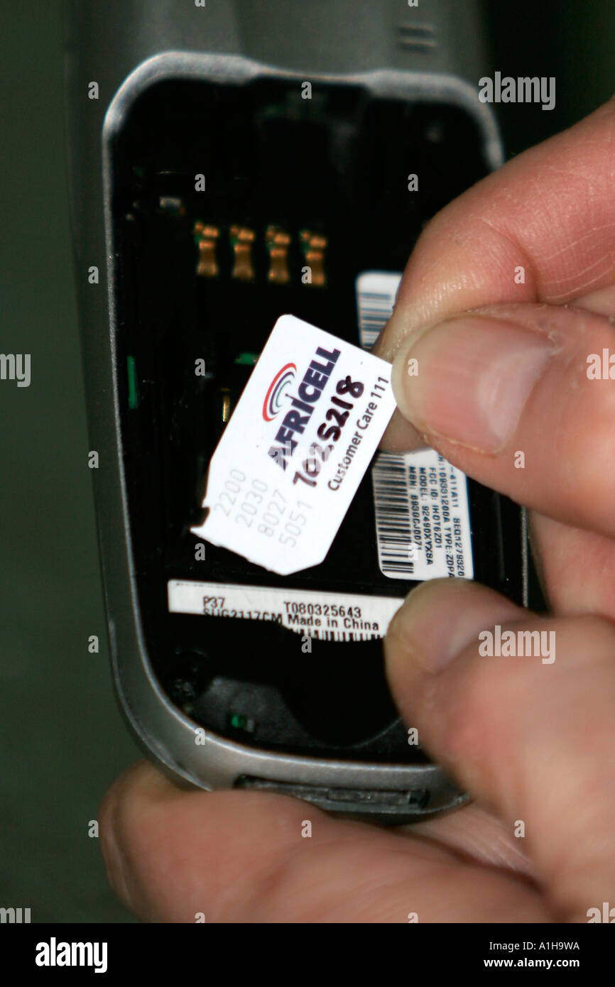 Africell scheda SIM il Gambia Foto Stock