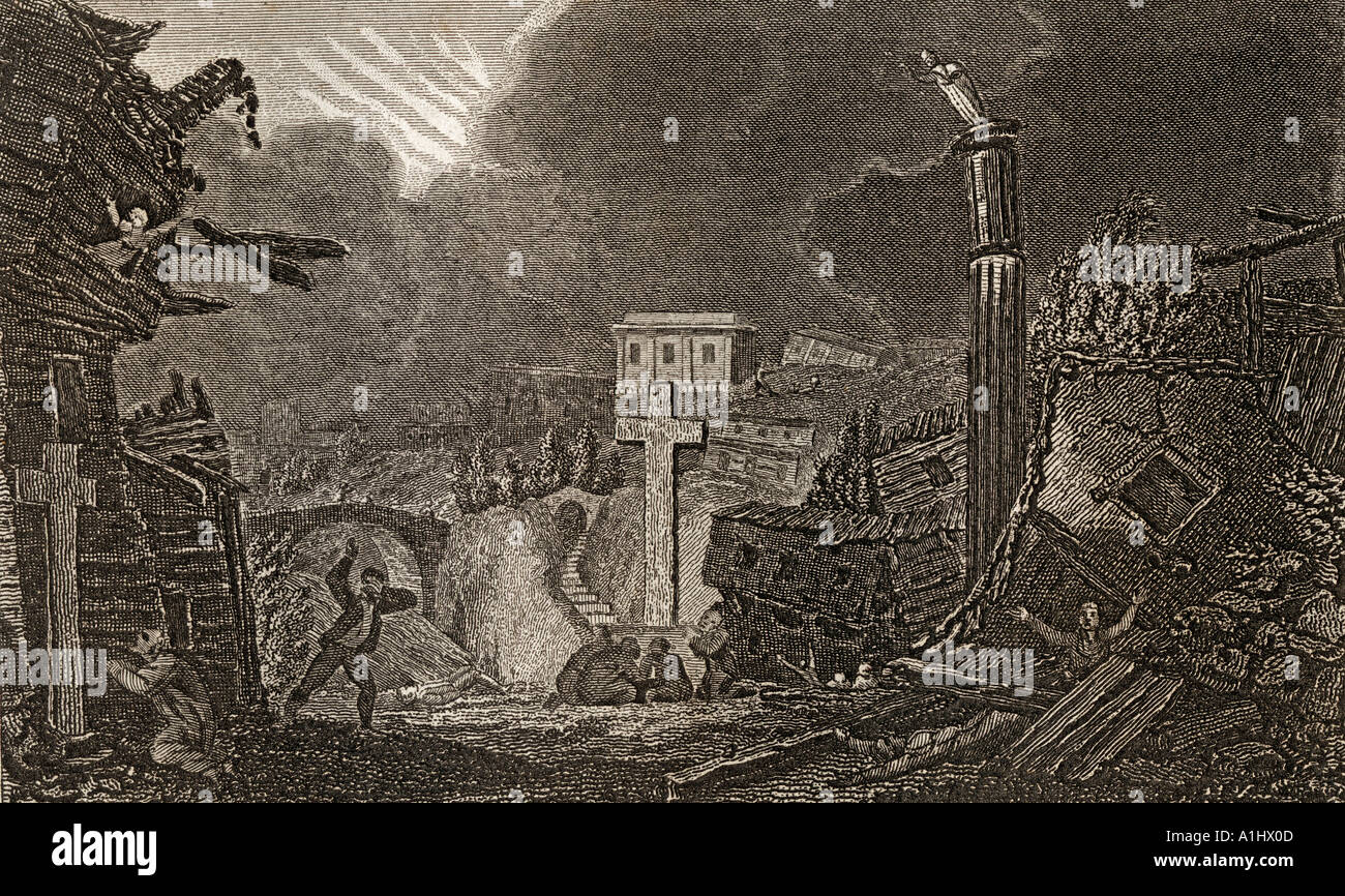 Inizio del terremoto a Messina 1783 Foto Stock