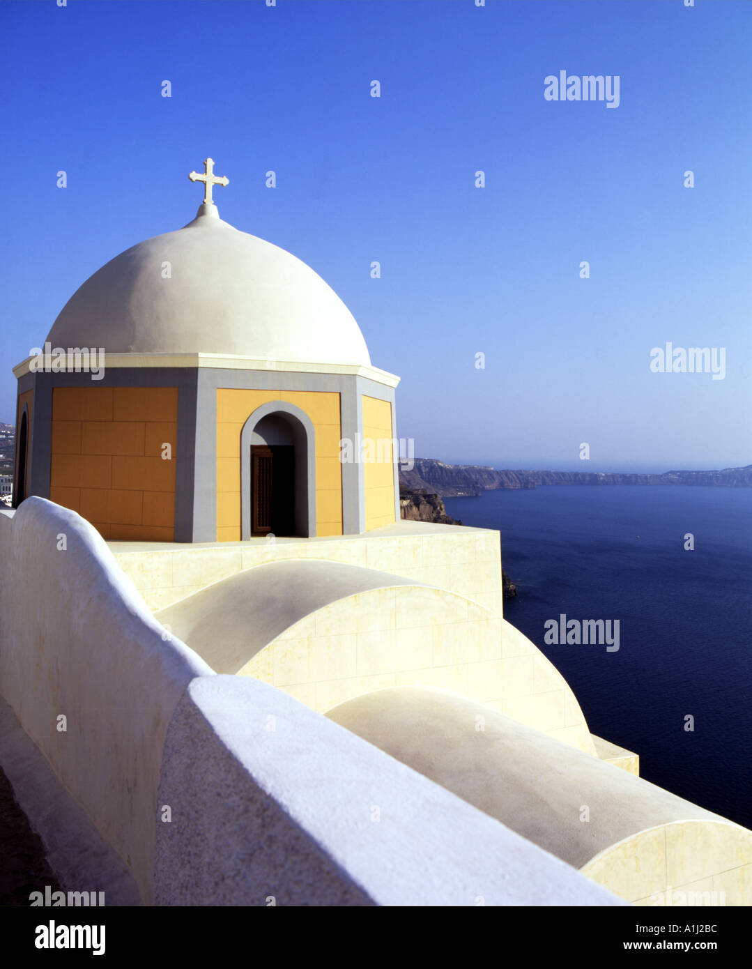 Chiesa Greco Ortodossa Santorini Cyclades Grecia Foto Stock