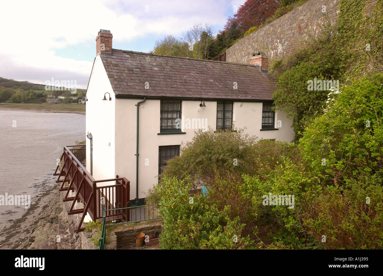 Il Dylan Thomas BOATHOUSE a Laugharne in Galles CARMARTHENSHIRE Foto Stock