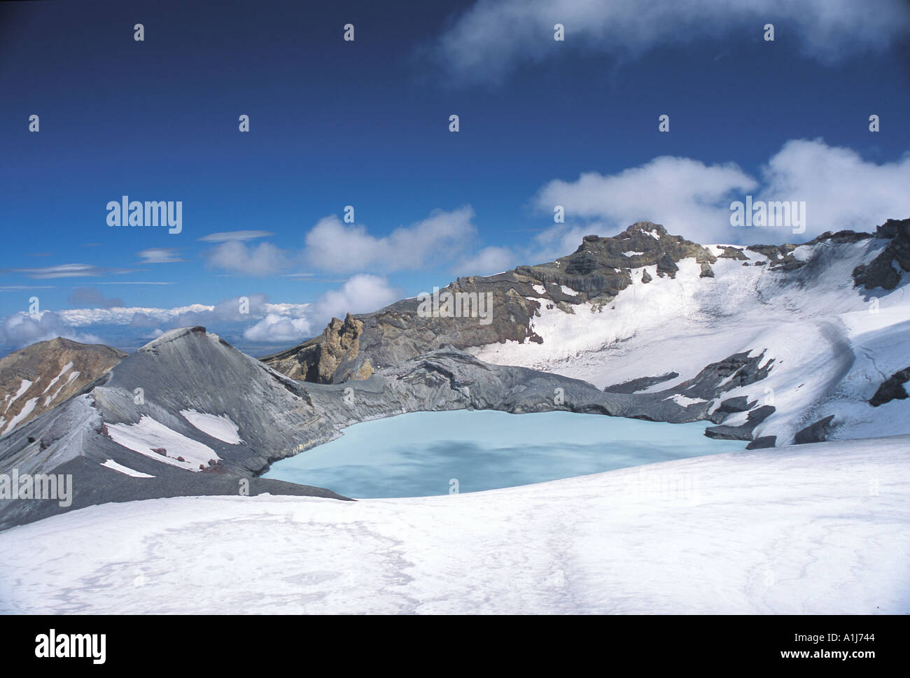 Mt Ruapehu del Parco Nazionale di Tongariro Crater Lake Isola del nord della Nuova Zelanda Foto Stock