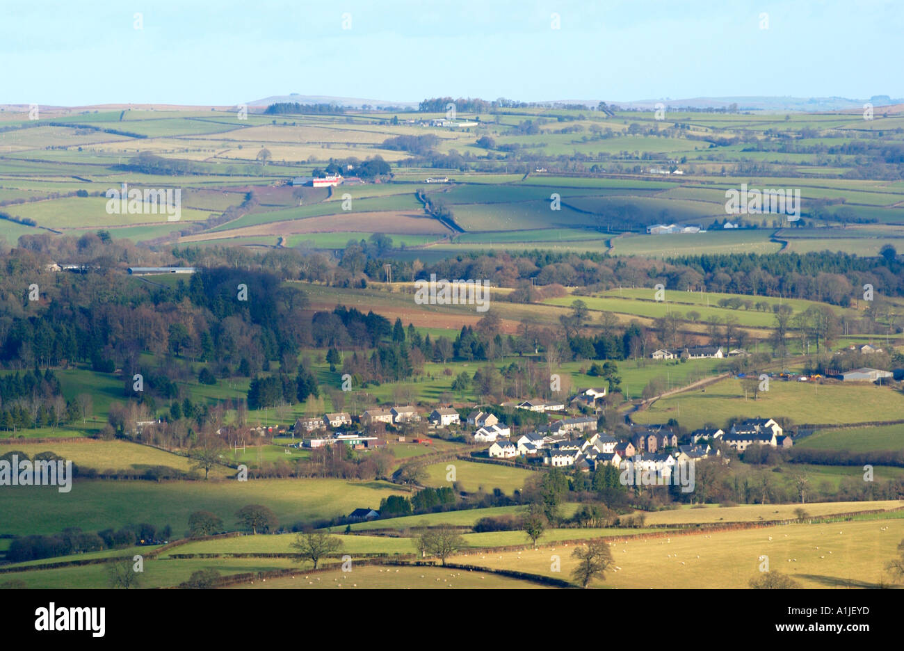 Vista sul villaggio di Cradoc vicino a Brecon Galles POWYS REGNO UNITO Foto Stock