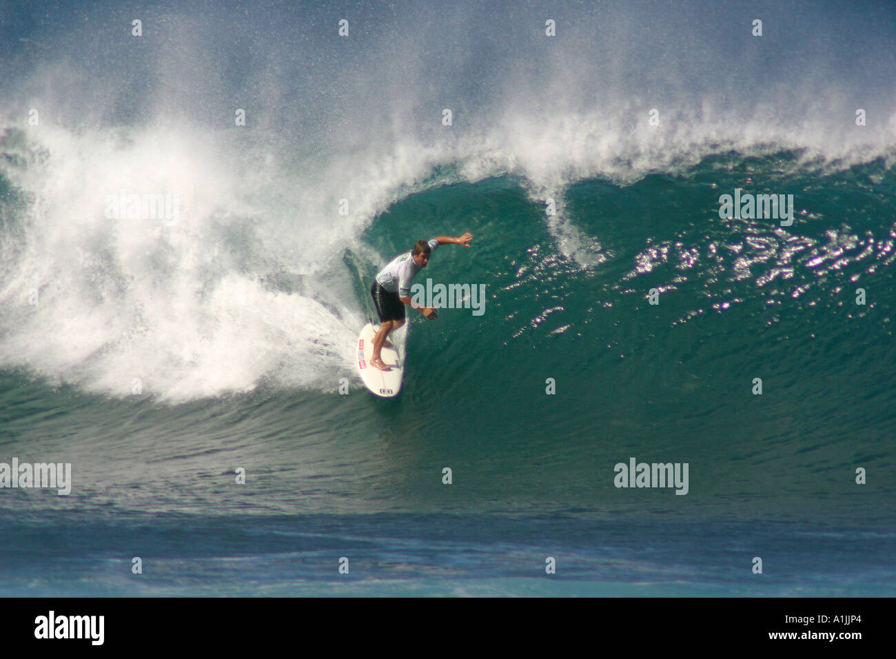 Mark Occhilupo surf la pipeline Masters surfing contest North Shore Oahu Hawaii Foto Stock