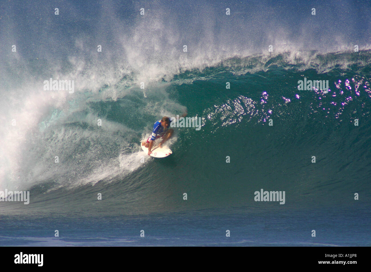 Pancho Sullivan surf la pipeline Masters surfing contest North Shore Oahu Hawaii Foto Stock