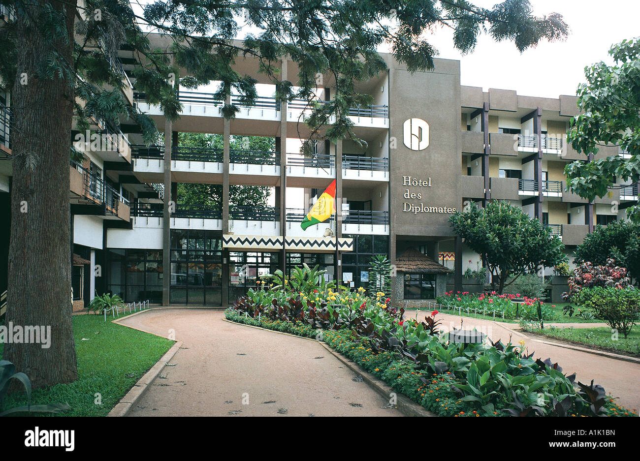Vista esterna del Hotel des diplomatici di Kigali in Ruanda Foto Stock