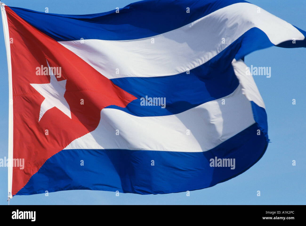 L'Avana Cuba bandiera cubana al vento Foto Stock