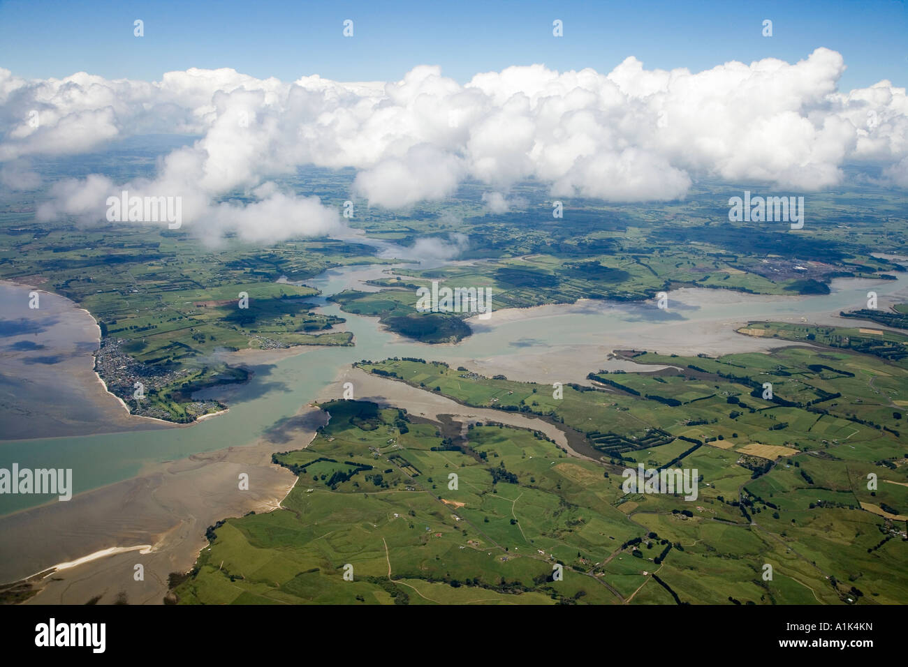 Clarks Beach Manukau Harbour Auckland Isola del nord della Nuova Zelanda antenna Foto Stock