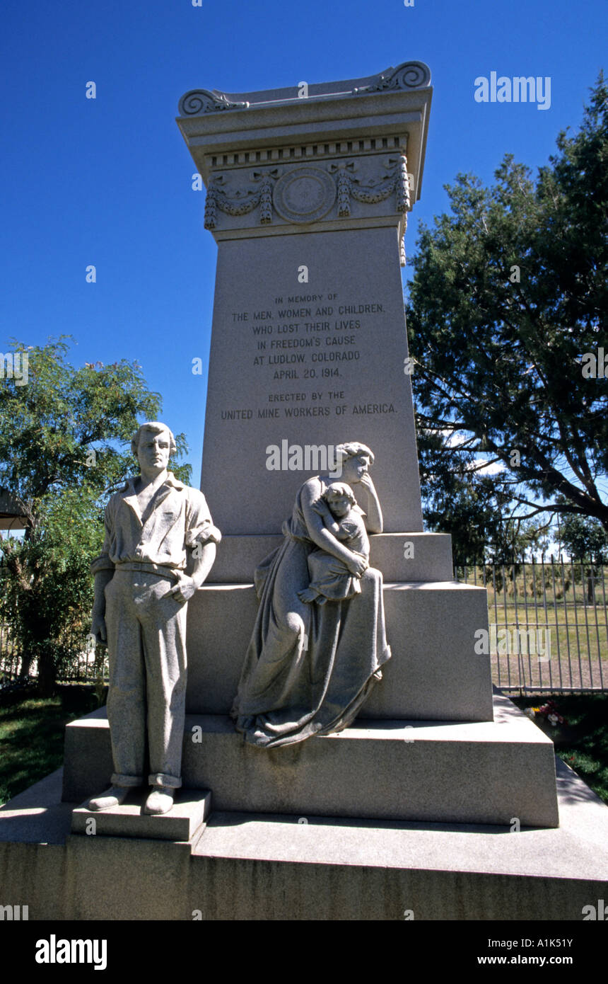 Il Ludlow Massacre Monument commemora la morte di 45 persone in una unione mining camp Foto Stock