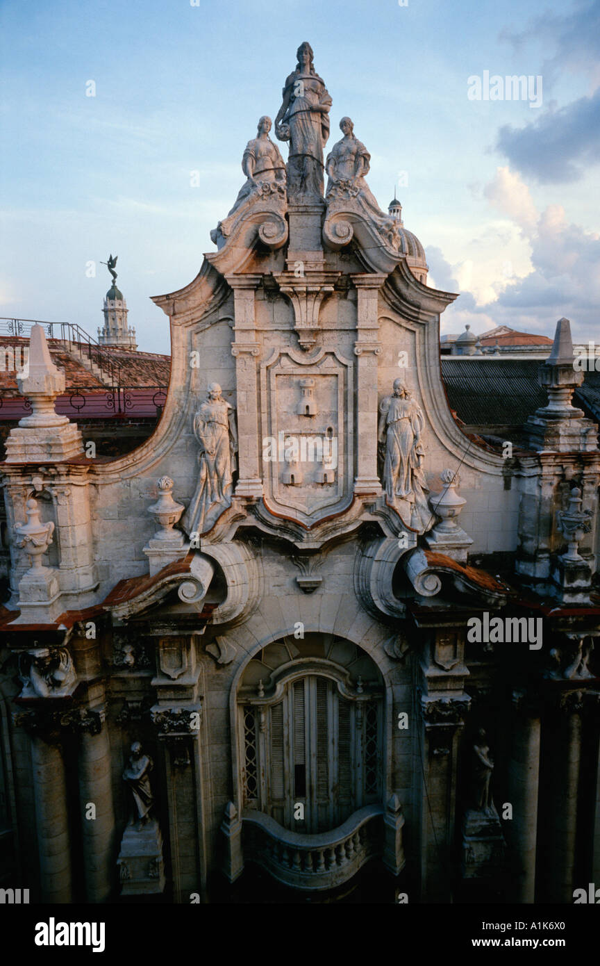 L'Avana Cuba dettagli architettonici del Gran Teatro de la Habana Foto Stock