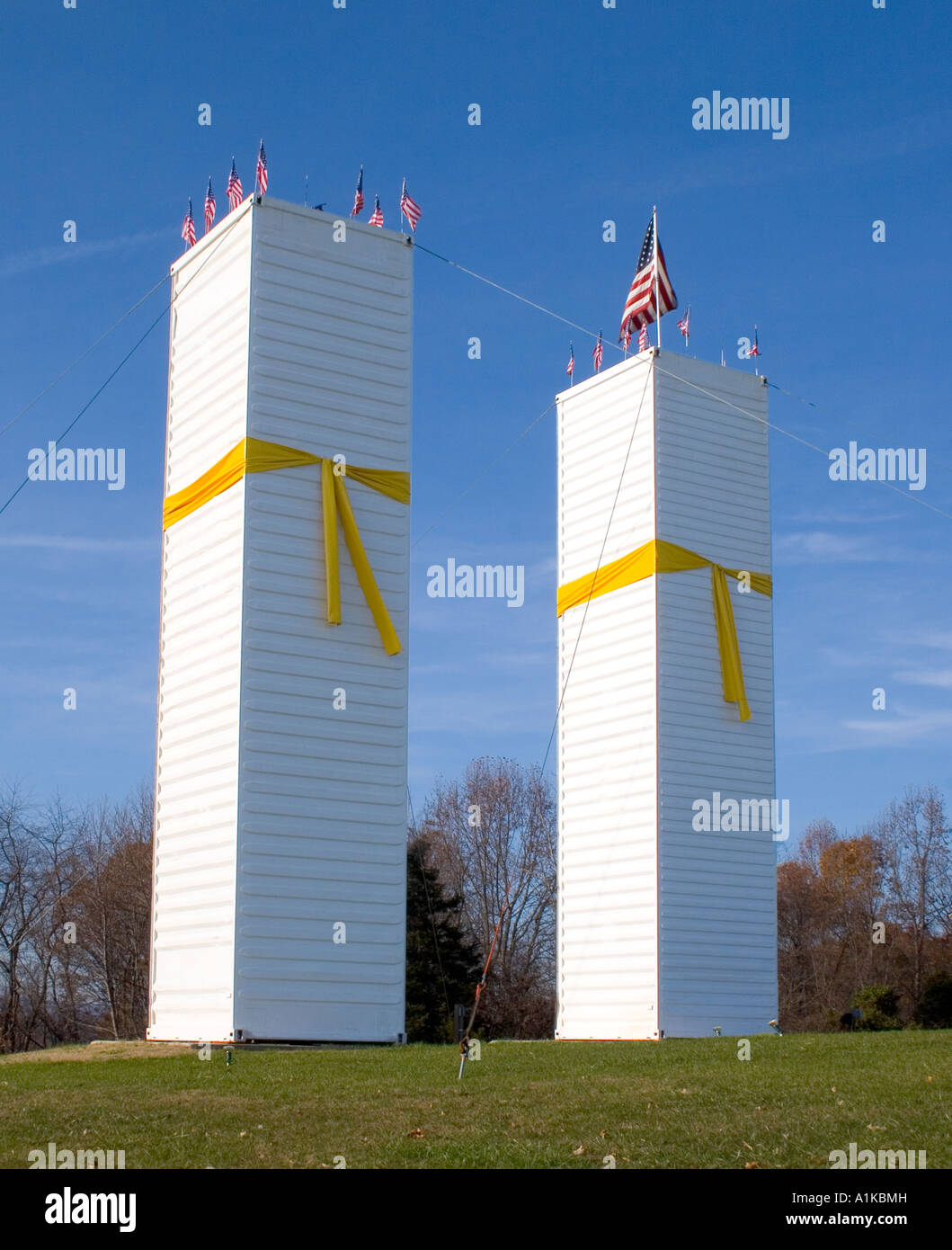 Un omaggio a 911 replica del World Trade Center in Buena Vista Virginia Foto Stock