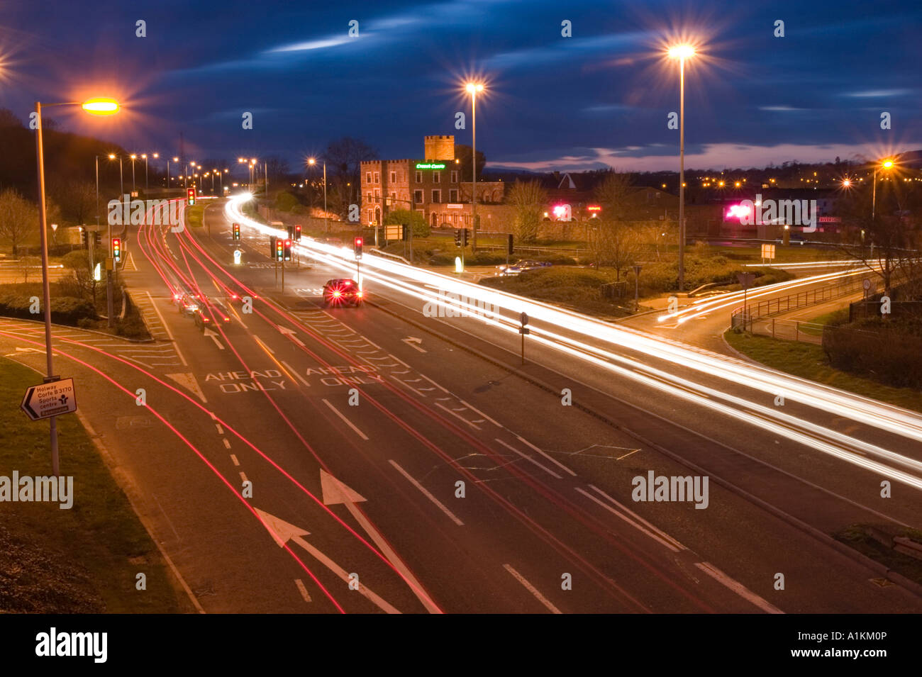 Castello Creech nodo stradale e semafori in Taunton Somerset Foto Stock