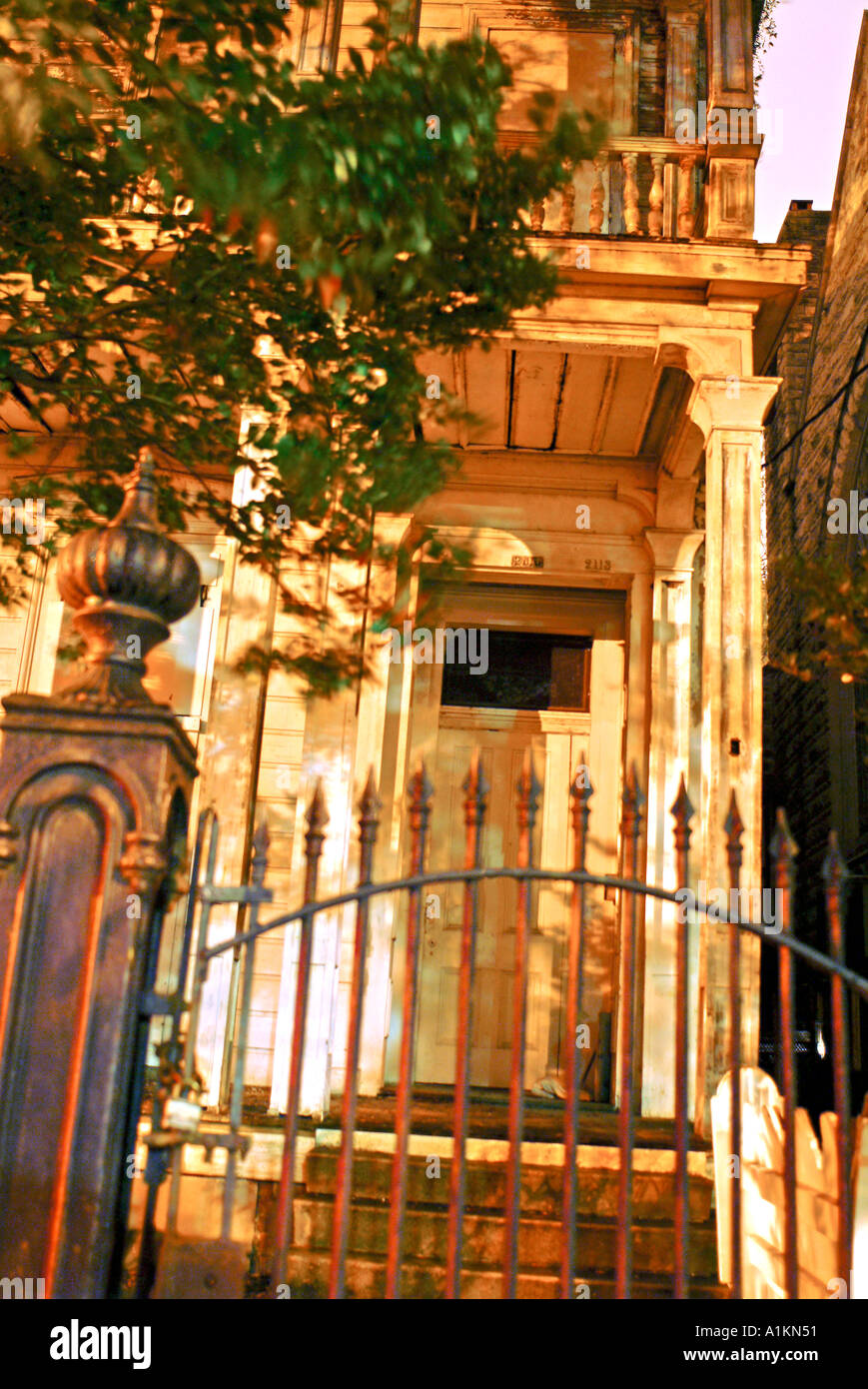 In legno antico Haunted House di New Orleans in Louisiana Foto Stock