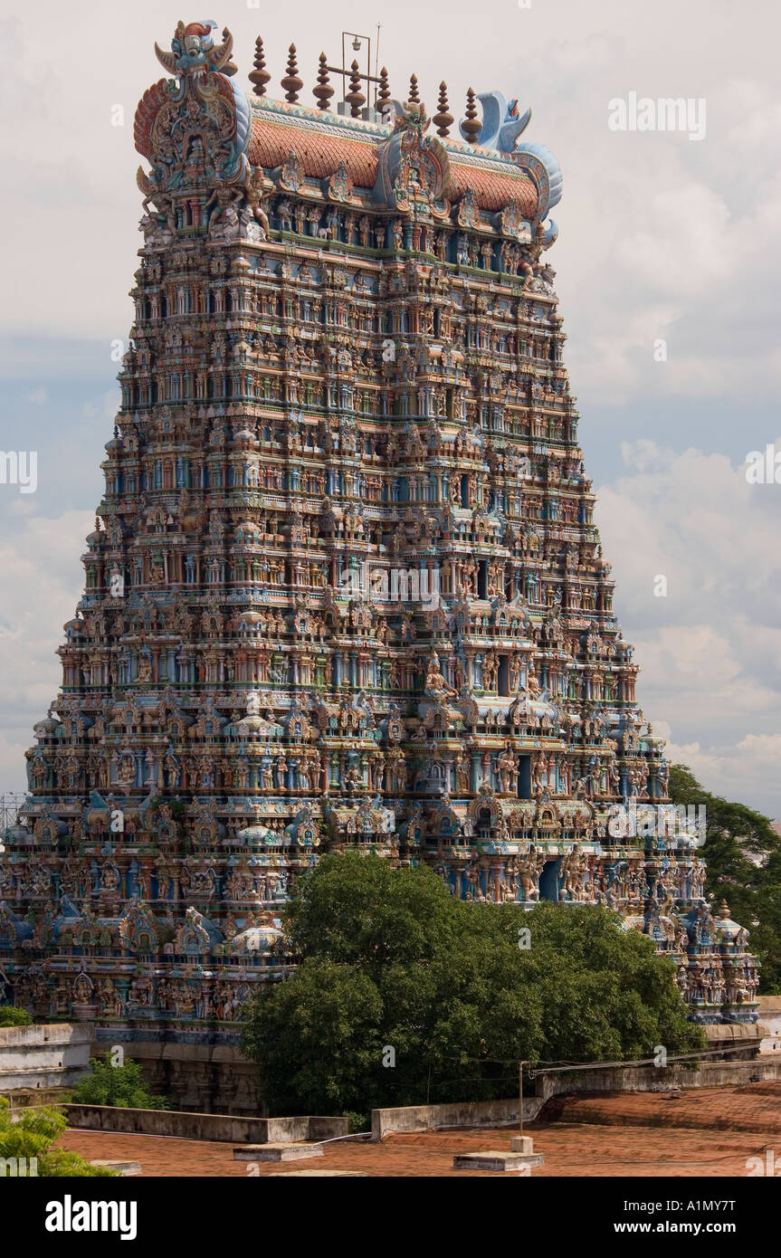 La Minakshi Sundareshvera Tempio Hindu in Madurai nel Tamil Nadu regione dell India meridionale Foto Stock