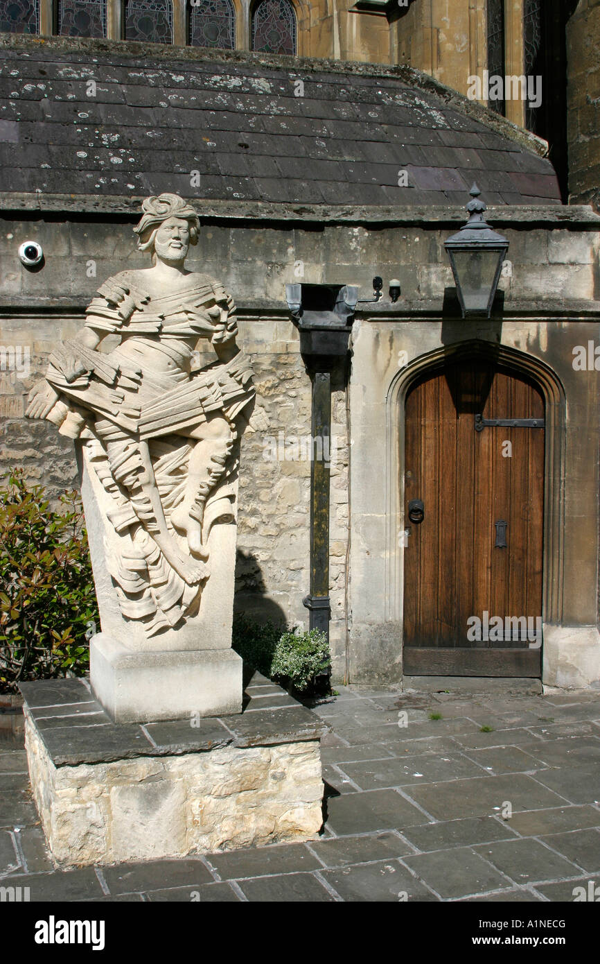 Statua di Abbazia di Bath, bagno, Inghilterra Foto Stock