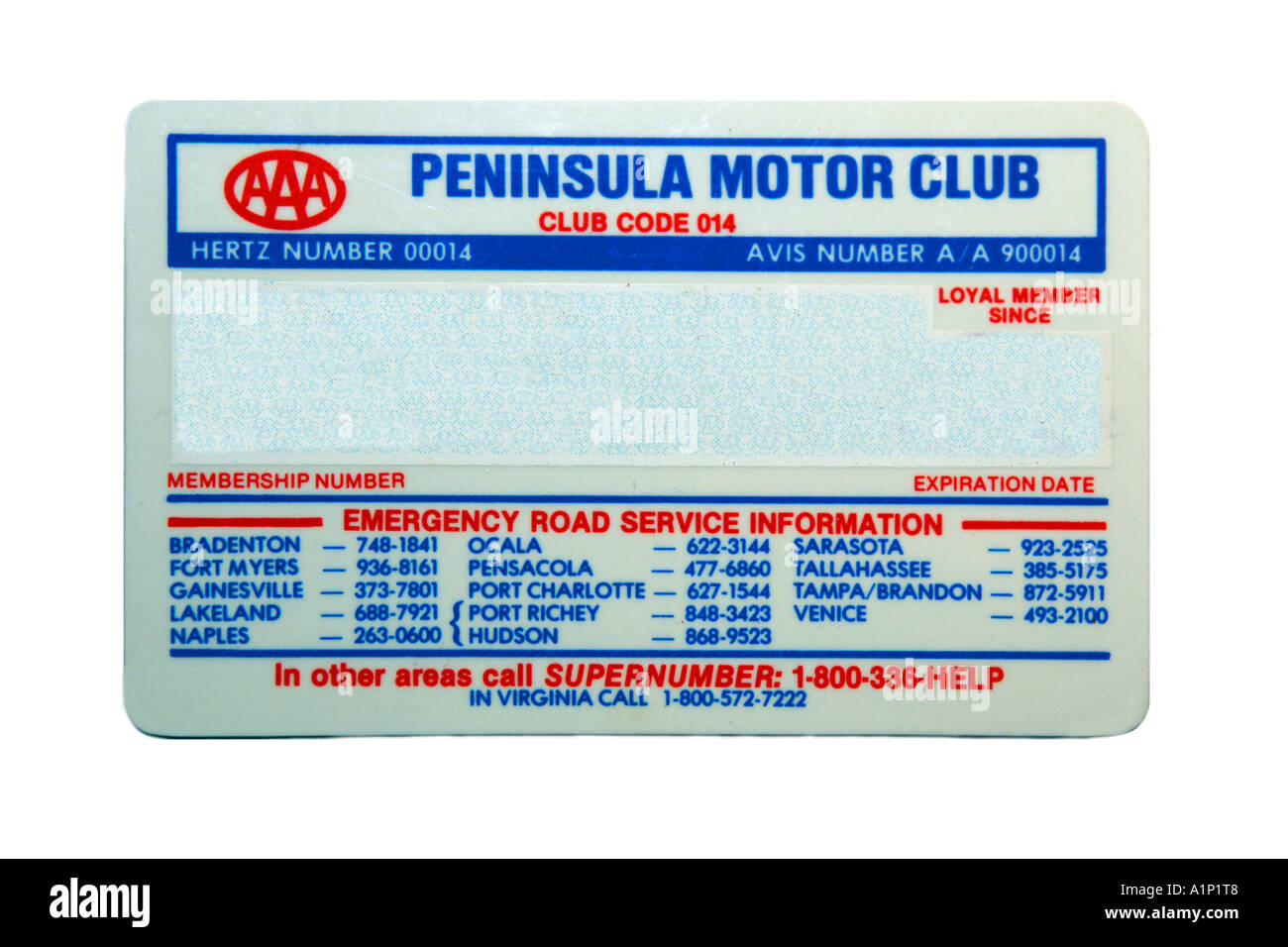AAA - American Automobile Association Scheda membri Foto Stock