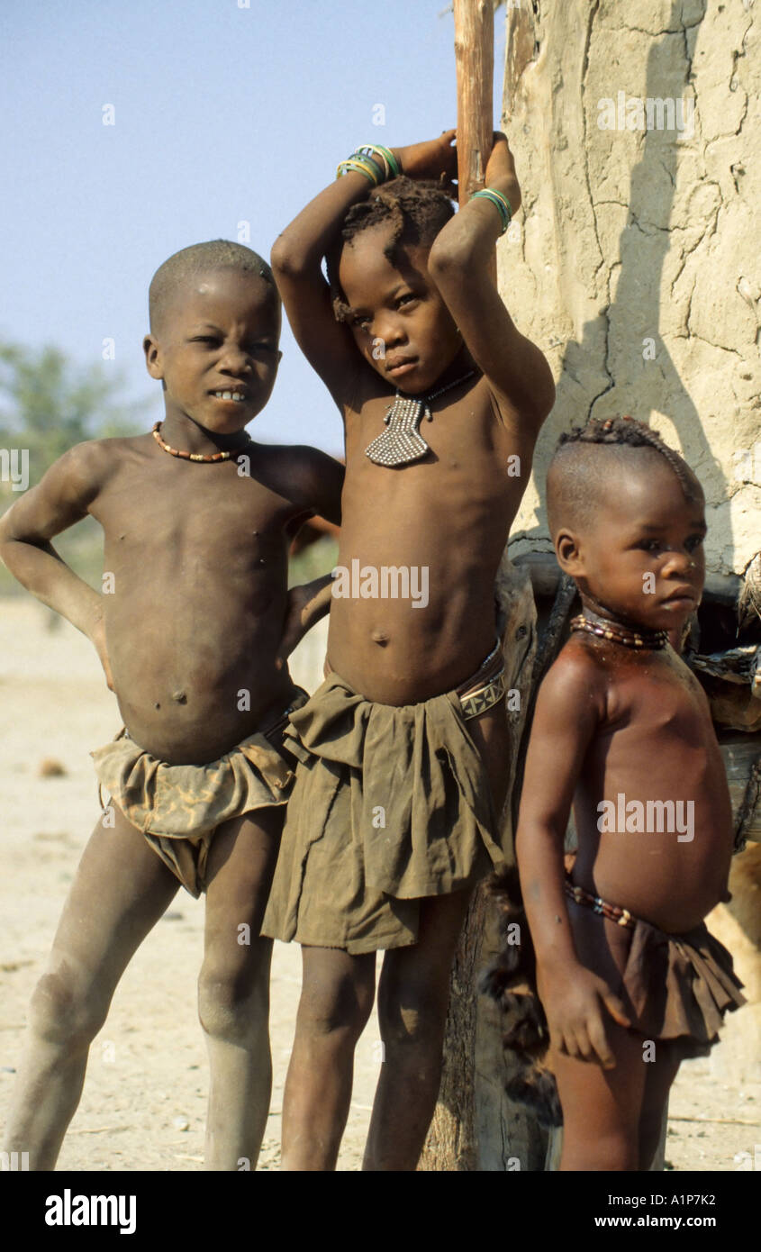 Bambini Himba, Namibia Foto Stock