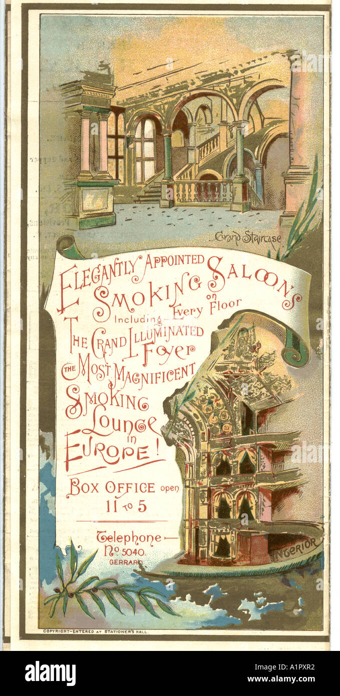 Il palazzo del teatro di varietà, Londra, programma coperchio per Music Hall 1900 Foto Stock