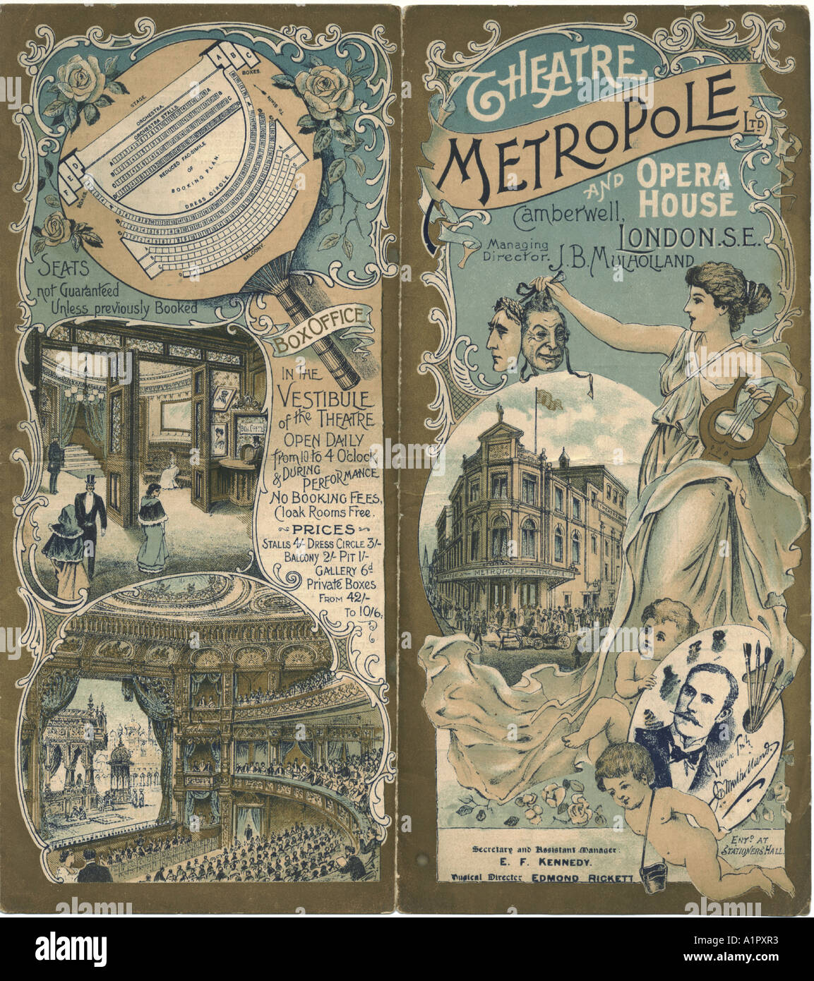 Metropole Theatre & Opera House, Londra, coperchio del programma 1898 Foto Stock