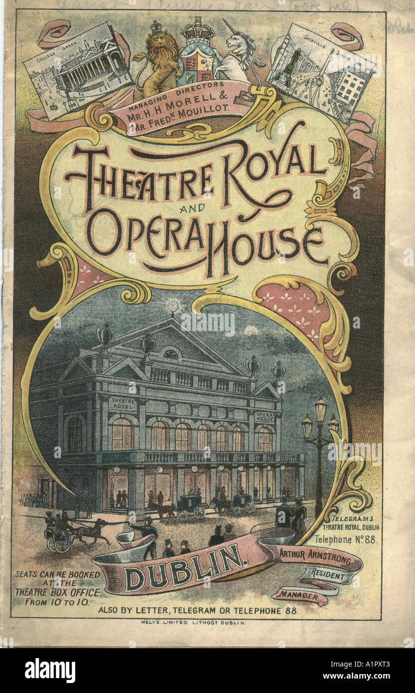 Theatre Royal e Opera House, Dublino, programma 1903 Foto Stock