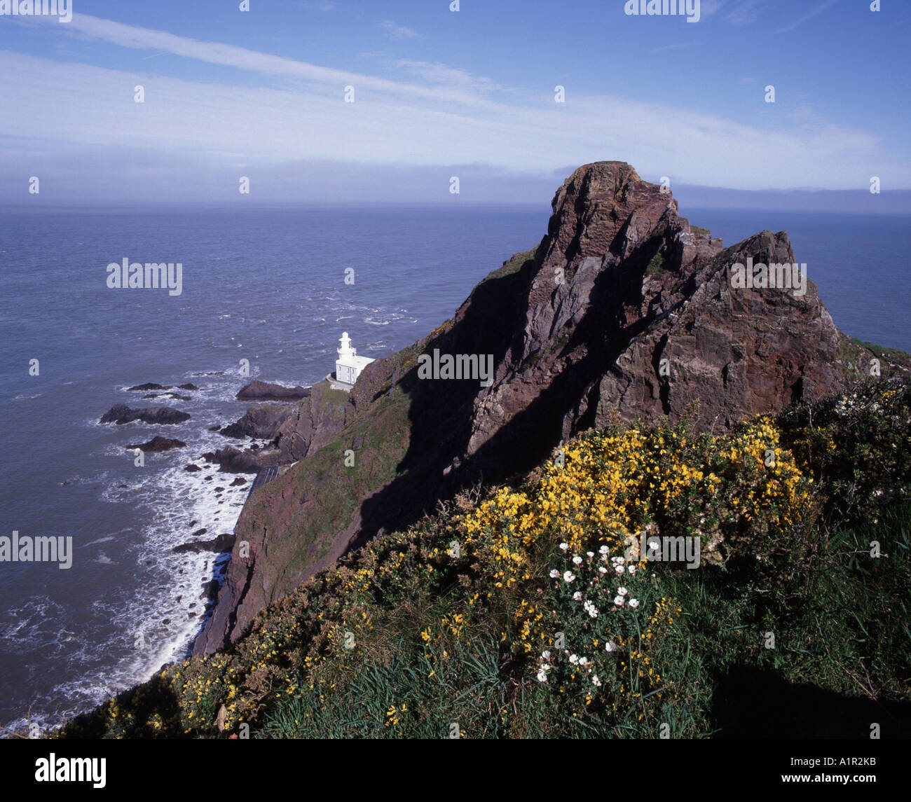 La casa di luce a Hartland Point sulla North Devon Coast Foto Stock