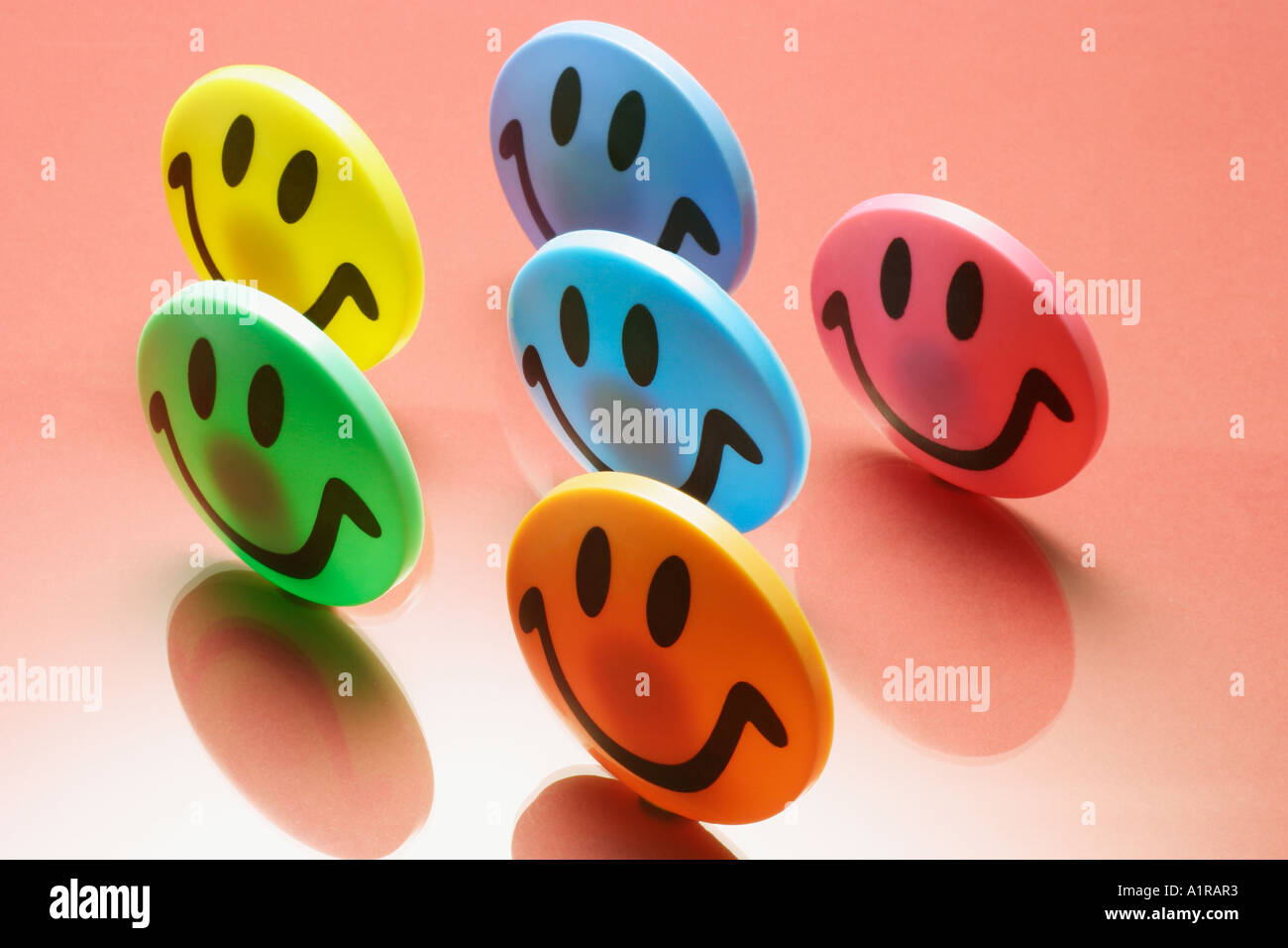 Smiley magneti per il frigo Foto Stock