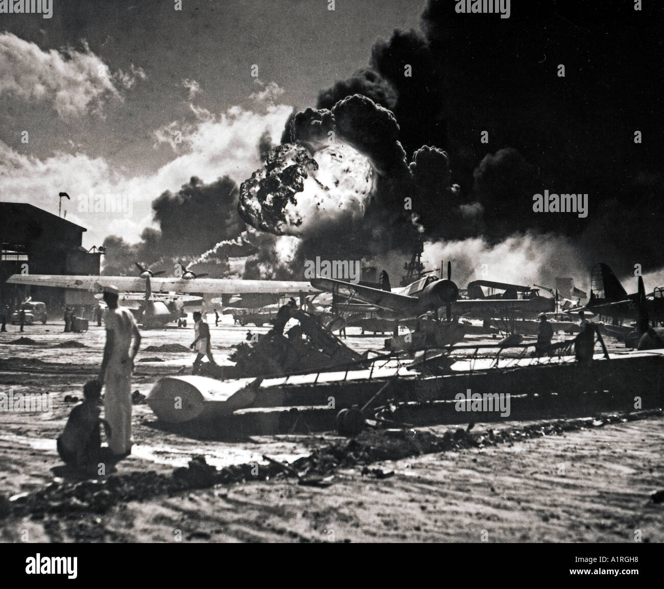 7 dicembre 1941 attacco giapponese a Pearl Harbor Oahu Hawaii Foto Stock