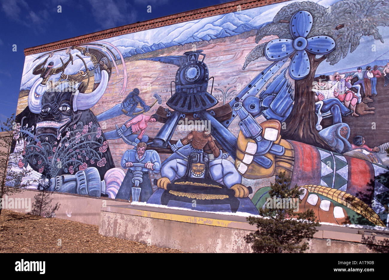 Santa Fe murale ferroviaria Santa Fe New Mexico USA Foto Stock