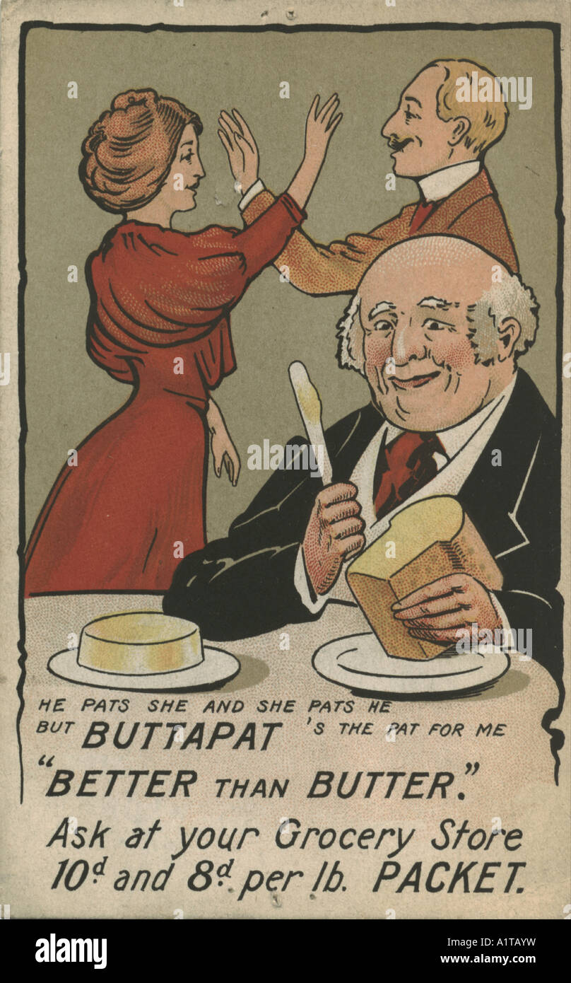 Chromolithographed Cartolina pubblicitaria per Buttapat circa 1905 Foto Stock