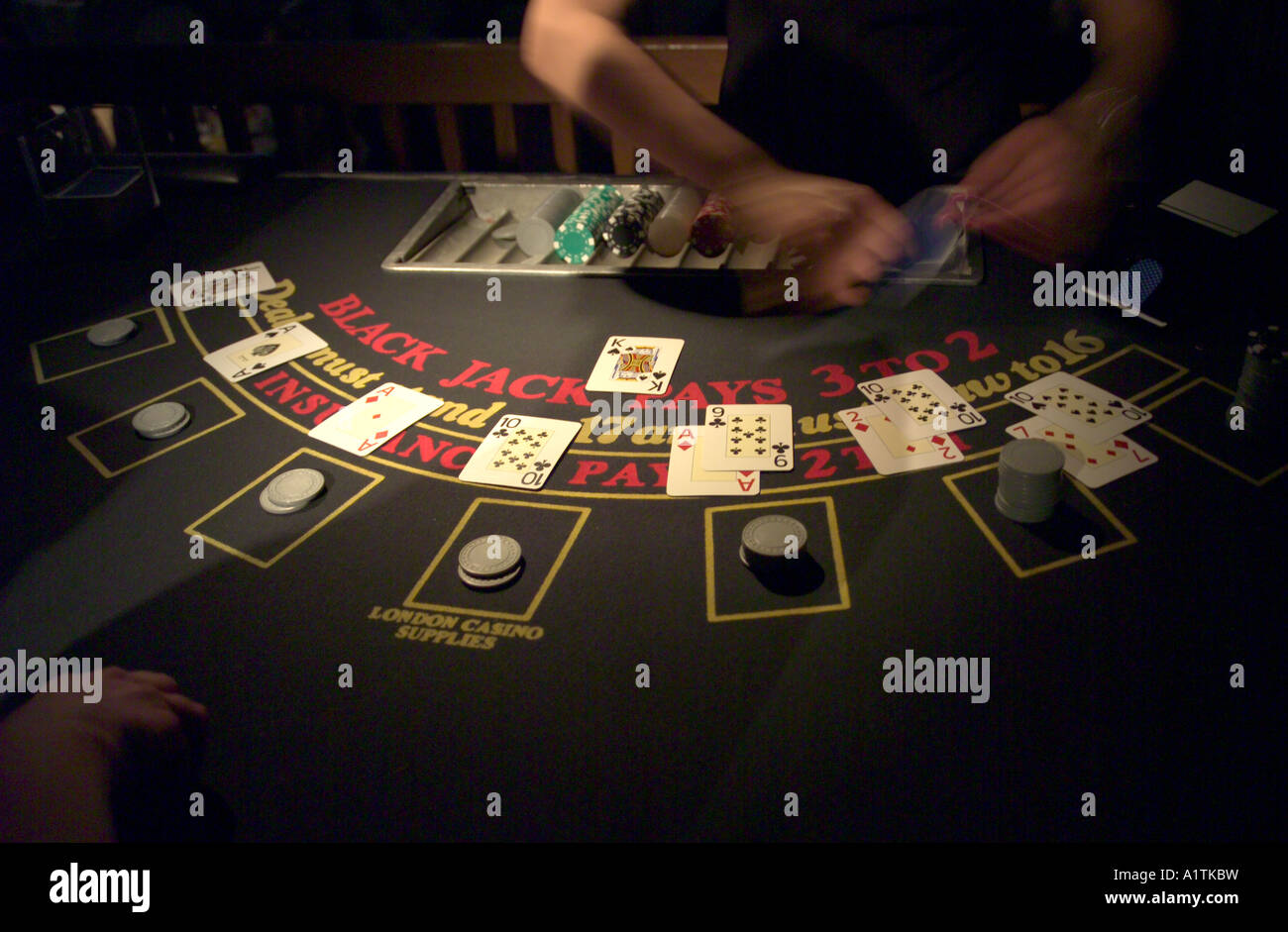 Black jack card tabella Foto Stock