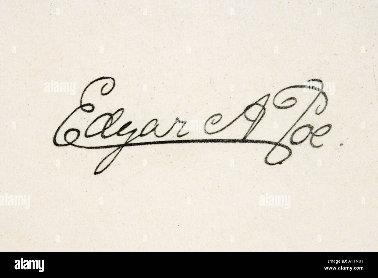 Firma Di Edgar Allan Poe, 1809 - 1849. Scrittore, editore e critico letterario americano. Foto Stock