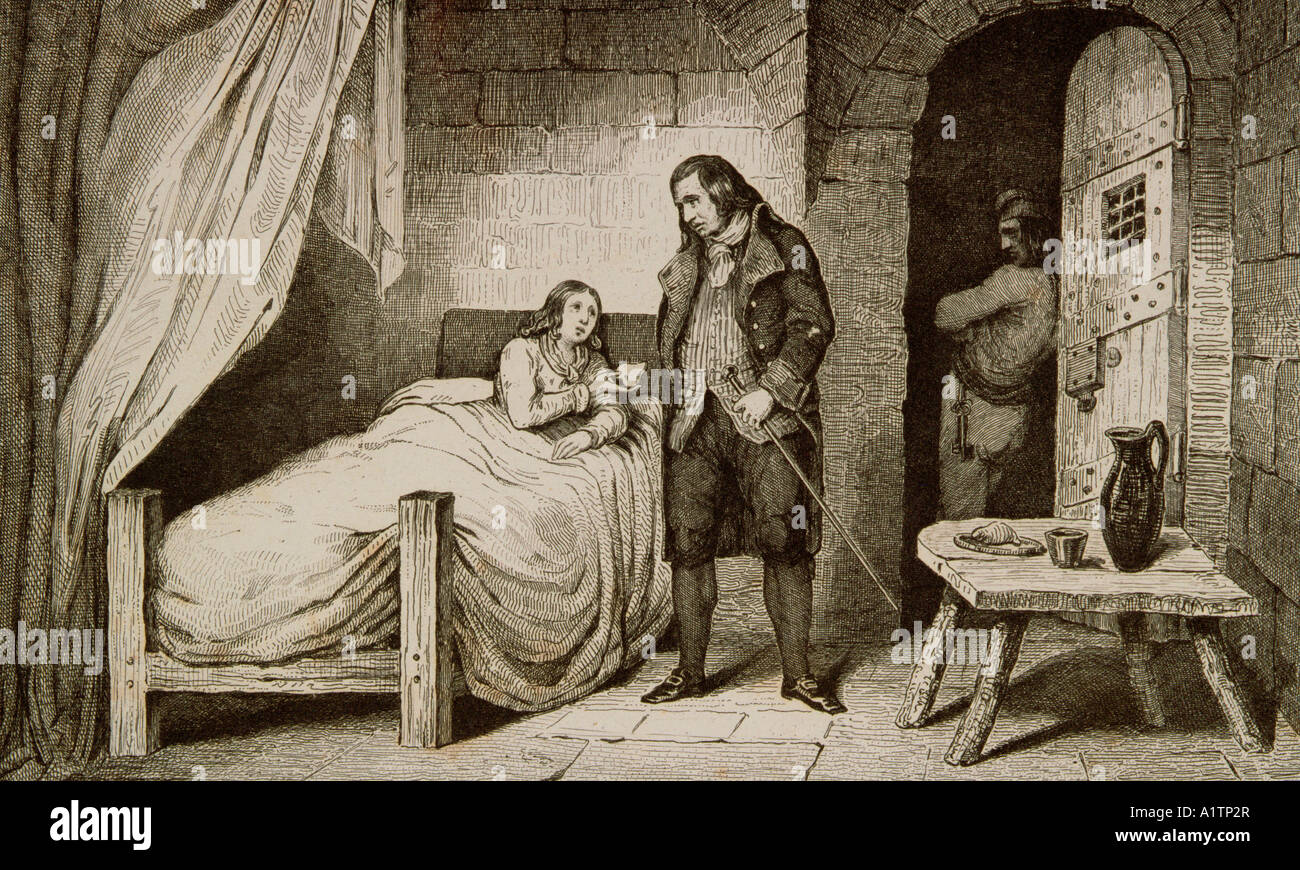 Luigi XVII, 1785 - 1795, malato e imprigionato. Da Histoire de France di Colart, pubblicato circa 1840. Foto Stock