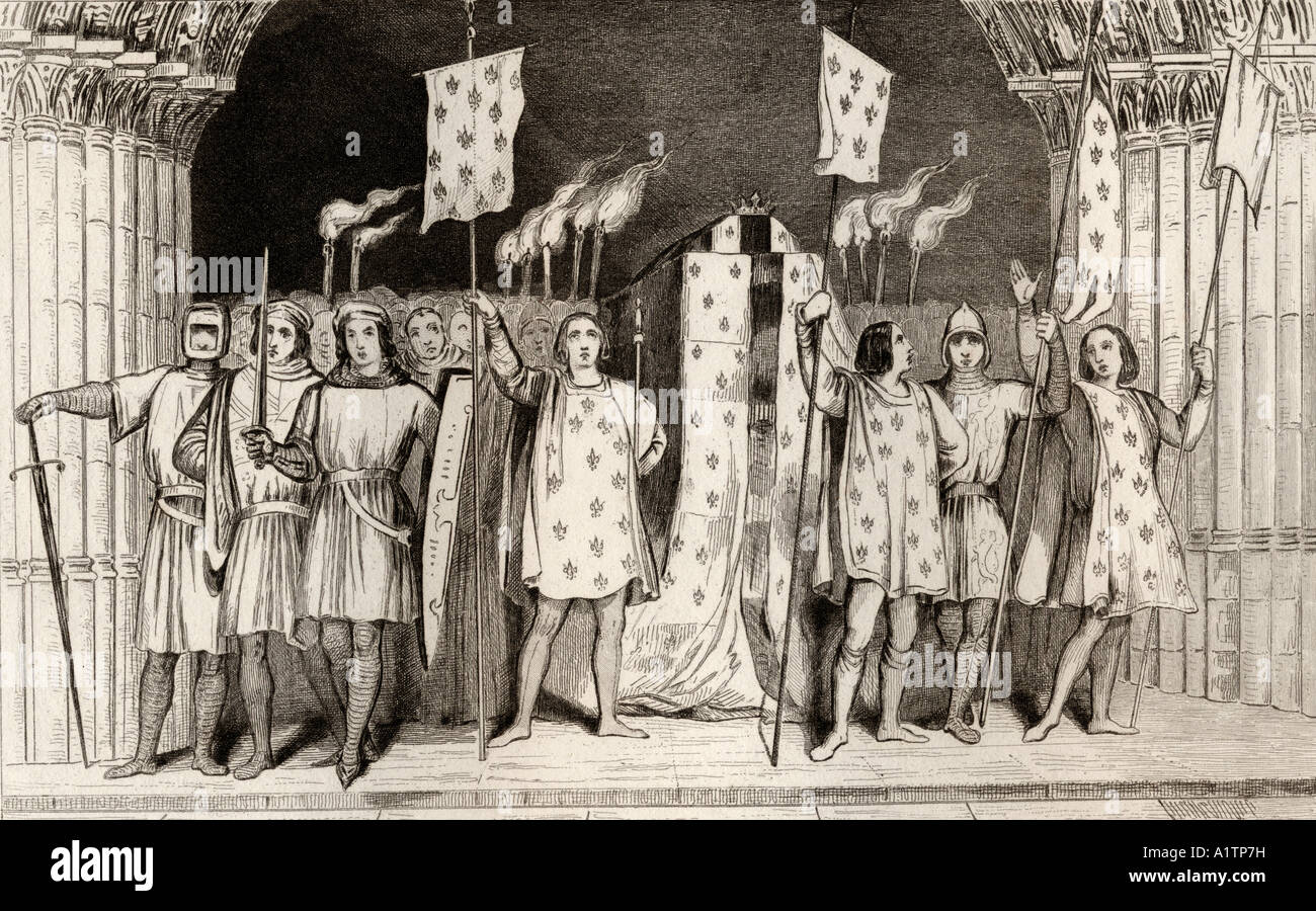 Giovanni i, 15–20 novembre 1316, chiamato il Postumo, proclamò Re ai suoi funerali. Foto Stock
