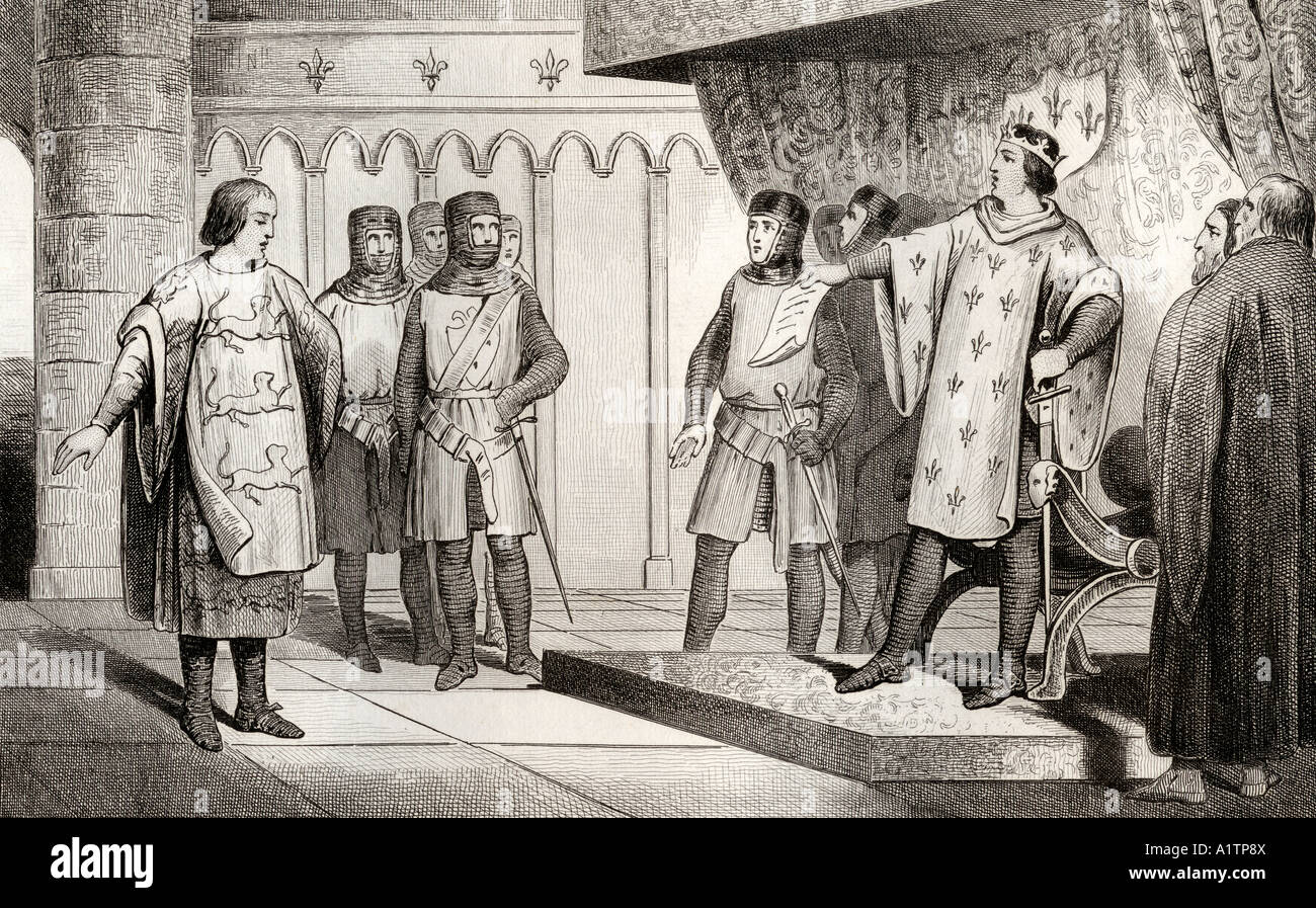Luigi VIII chiamò il Leone, 1187-1226. Riceve un inviato dal suo nemico Enrico III d'Inghilterra. Foto Stock