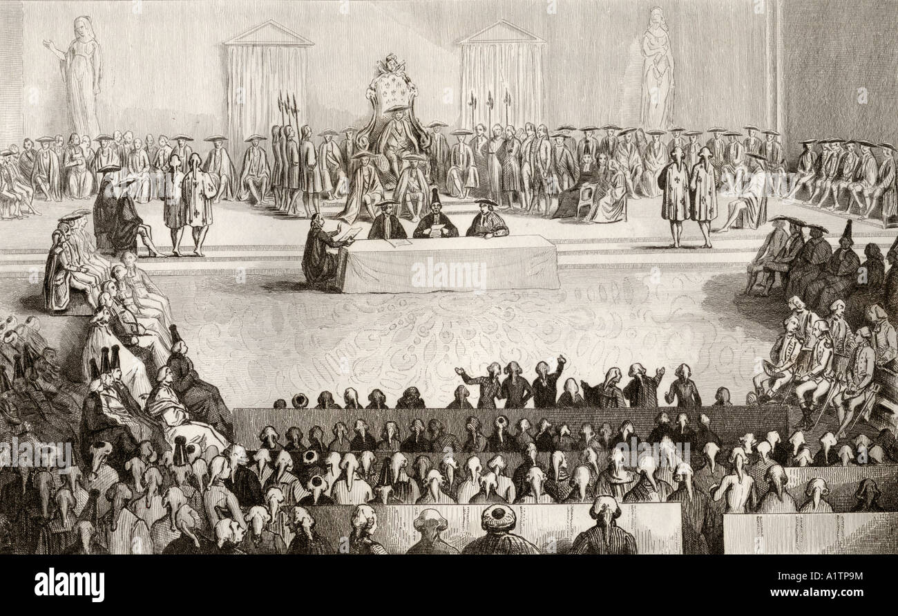 L'Assemblea Nazionale durante il regno di Luigi XVI, 1754 - 1793. Da Histoire de France di Colart pubblicato circa 1840 Foto Stock