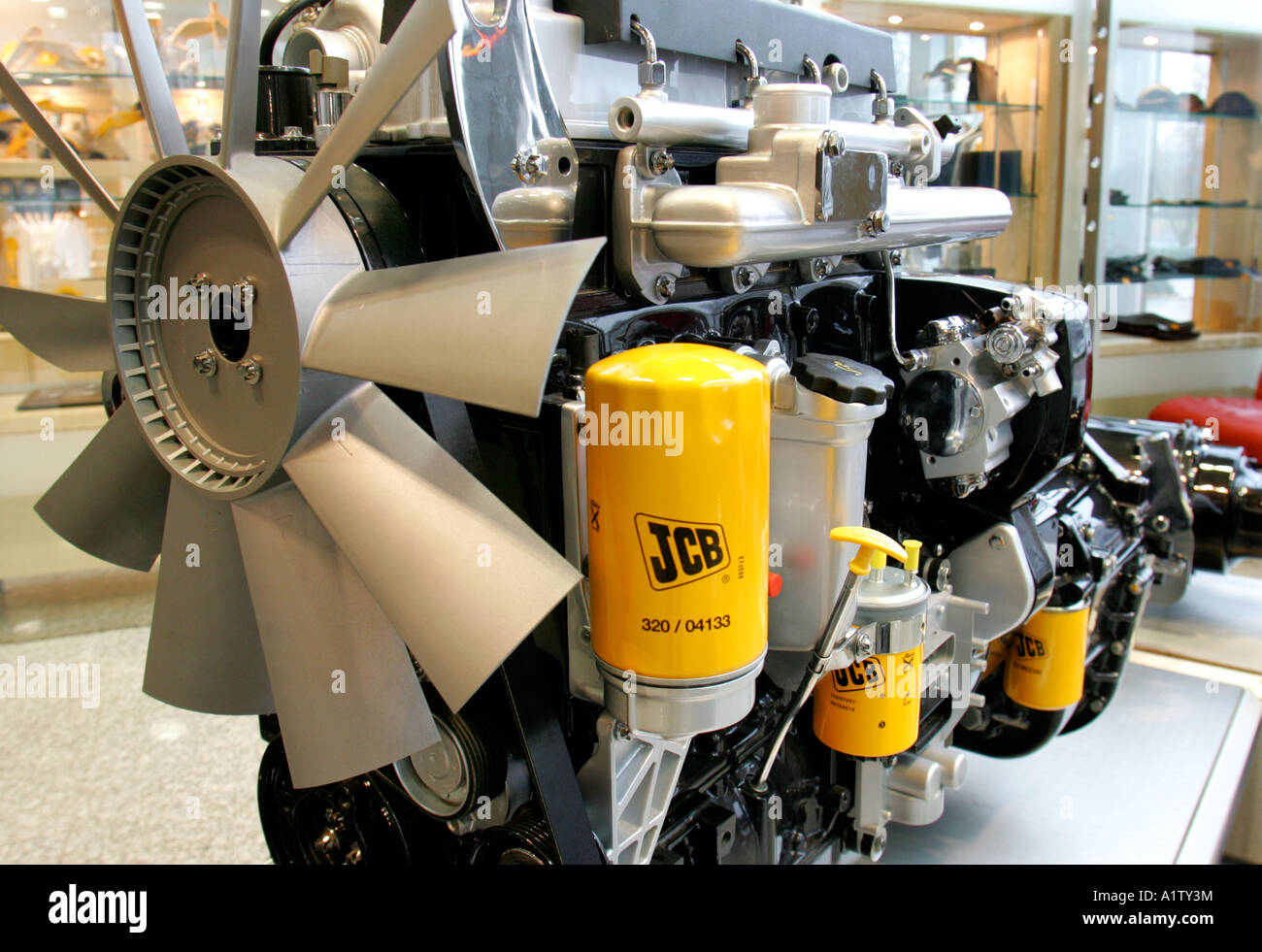 Un motore diesel prodotto da JCB società di ingegneria con base a Uttoxeter STAFFORDSHIRE REGNO UNITO i produttori di attrezzature di costruzione Foto Stock
