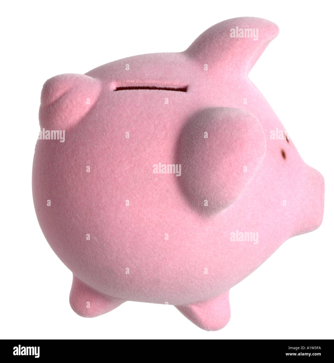 Piggybank rosa su sfondo bianco Foto Stock