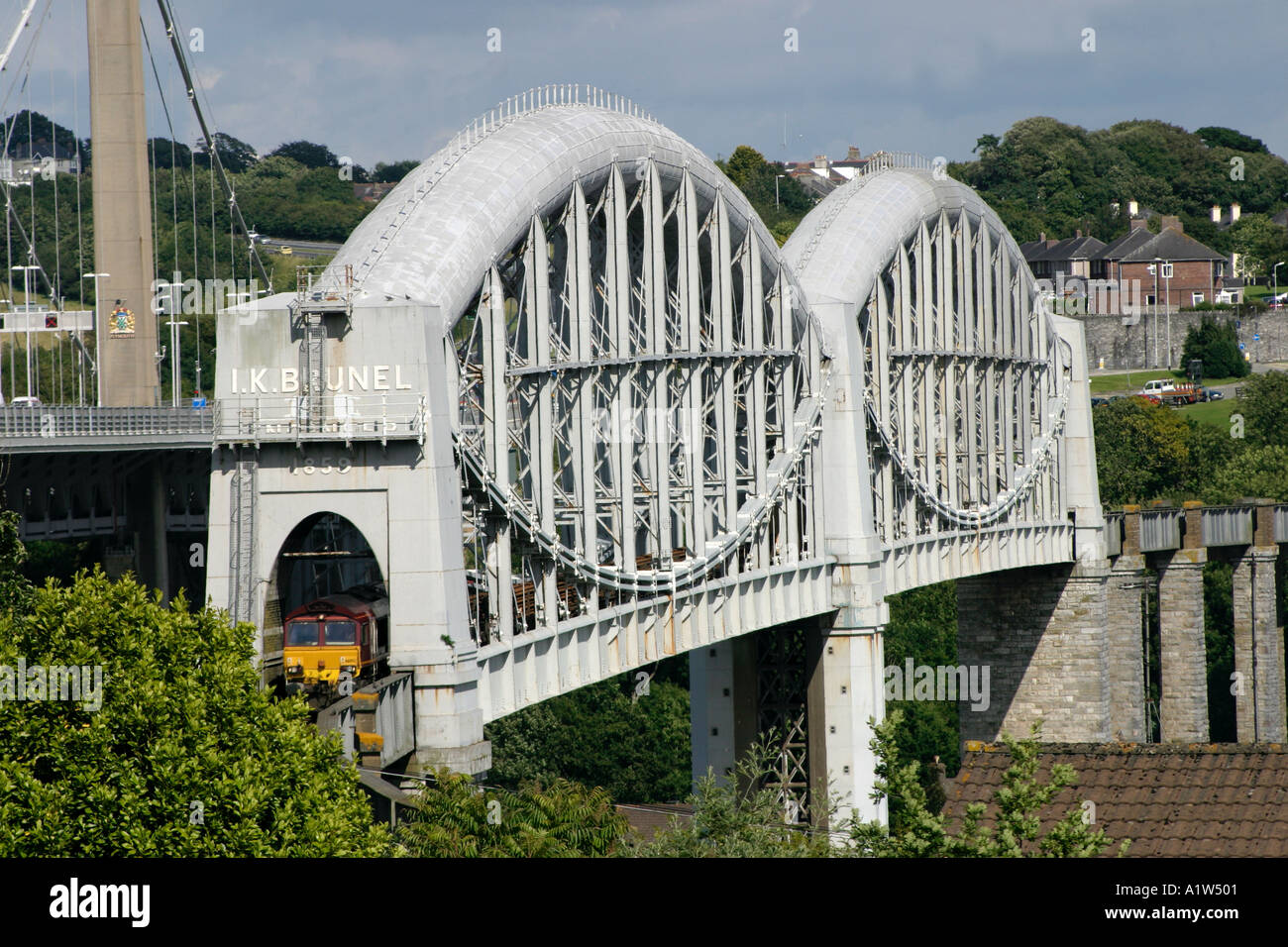 Tamar Rail Bridge Devon England Foto Stock