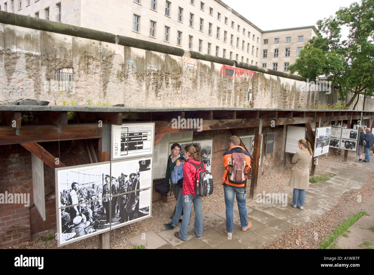 Muro di Berlino alla topografia del terrore Berlino Germania Foto Stock