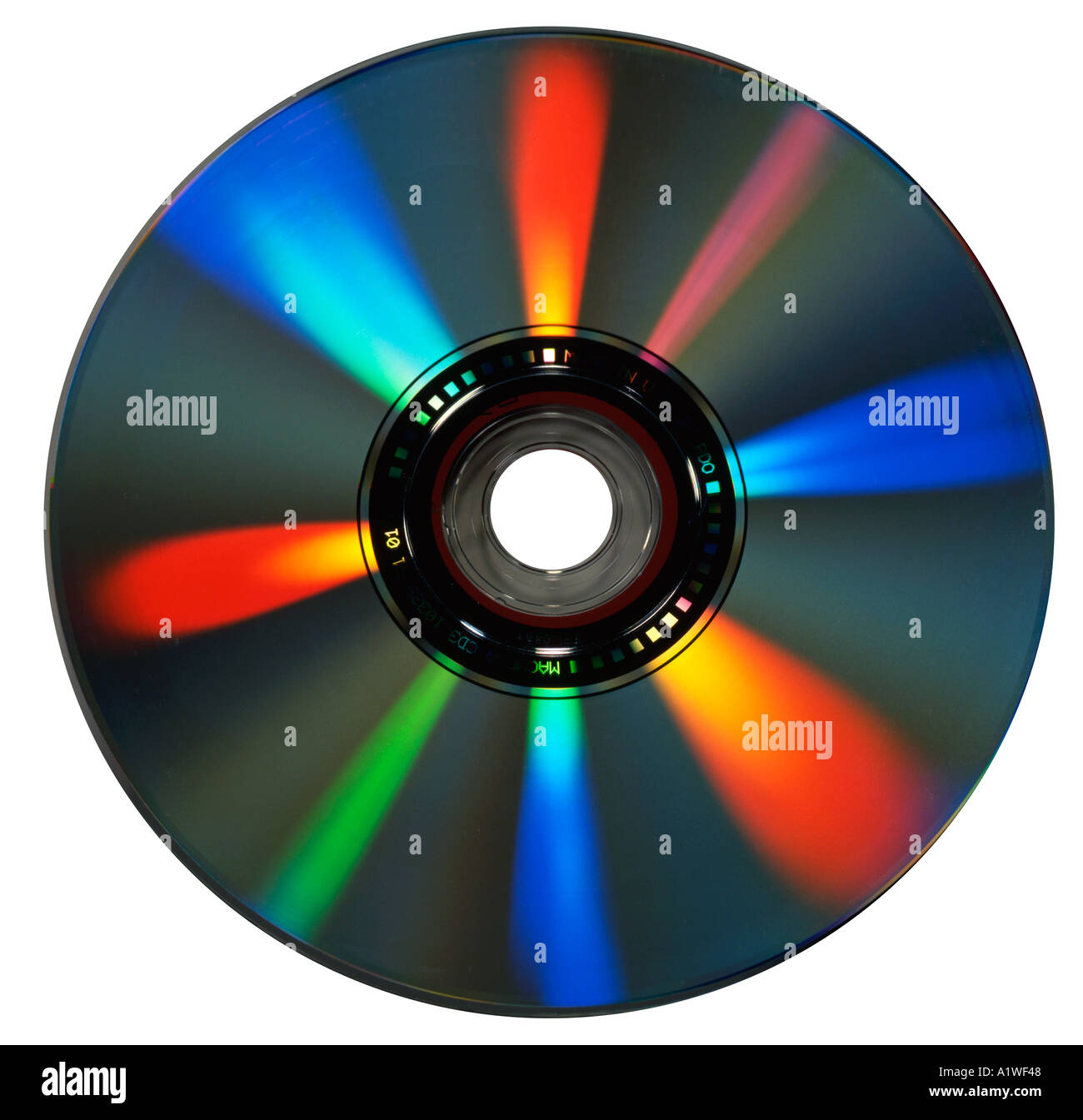 CD singolo che mostra riflessioni ottiche compact disc Foto Stock