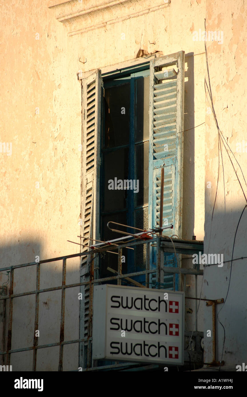 Casa di appartamento balcone a Houmt Souq a Jerba Island in Tunisia Foto Stock